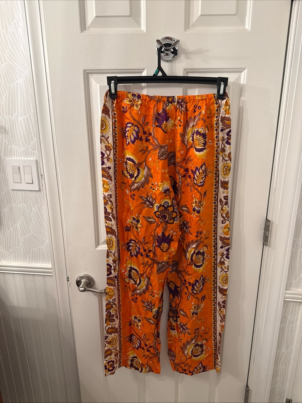 Vintage Stella Fagin Wide Leg Pants 1970s Acetate Silk Lounge Trouser ILGWU Med